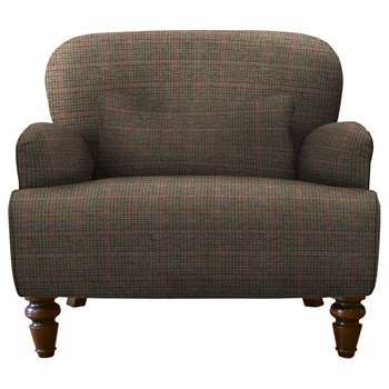 Tetrad Lewis Armchair, Mahogany Leg, Dogtooth Check (H77 x W86 x D95cm)