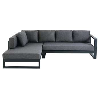 THETIS Black 4/5-Seater Aluminium Garden Corner Sofa (76 x 248.5cm)