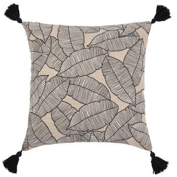 THIAGO Organic cotton cushion cover with beige foliage print (H40 x W40cm)
