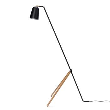 Thorso Floor Lamp, Black & Natural With Black Cord (140 x 45cm)