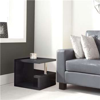 Tiffany High Gloss Black Square Lamp Table (39 x 45cm)