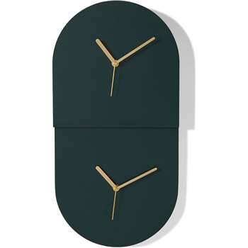 Tivo Dual Time Zone Wall Clock, Dark Green (H50 x W25 x D5cm)