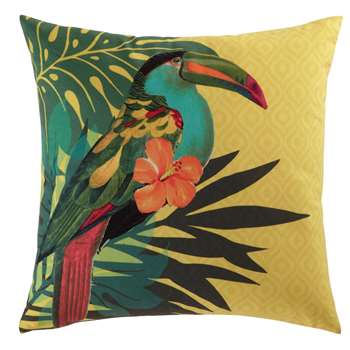 TOUCAN cushion in yellow 45 x 45cm