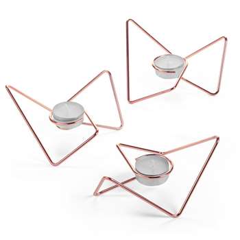 Black + Blum Tri-Angular Loop Tealight Holders - Copper