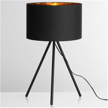 Tris Table Lamp, Matt Black and Copper (H59 x W32 x D32cm)