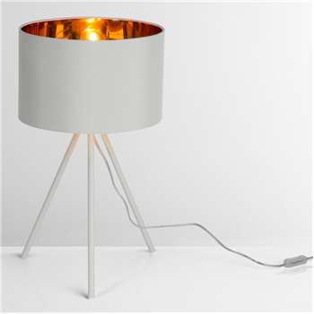 Tris Table Lamp, Matt Grey and Copper (H59 x W32 x D32cm)