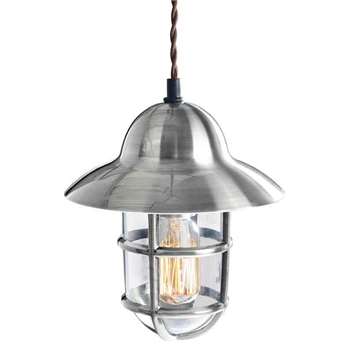 Tristan Industrial Chrome Pendant Light (H25 x W20 x D20cm)