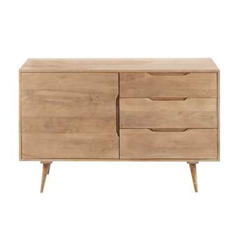 TROCADERO Solid mango wood 1-door 3-drawer sideboard (H75 x W118 x D45cm)