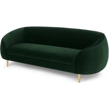Trudy 3 Seater Sofa, Moss Green Recycled Velvet (H71 x W207 x D81cm)