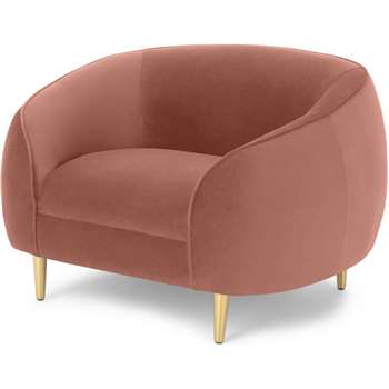 Trudy Armchair, Blossom Pink Recycled Velvet (H71 x W104 x D81cm)