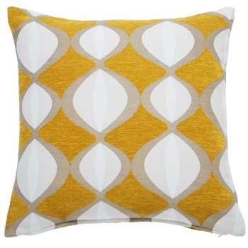 TWIGGY mustard yellow cushion with two-tone motifs (45 x 45cm)