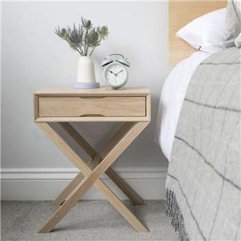 Urbansize Oak Bedside Table With Crossover Leg (H50 x W40 x D30cm)