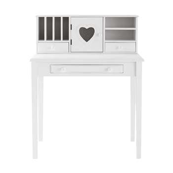 Valentine Wooden writing desk in white (109 x 86cm)