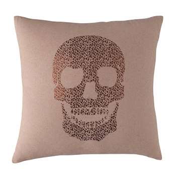 VANITE skull & crossbones cotton cushion in beige (40 x 40cm)