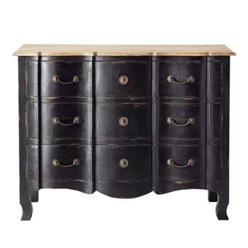 VERSAILLES Black Mango Wood Chest of Drawers (85 x 110cm)