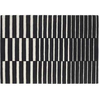 Vico Large Stripe Wool Rug, Black and White (160 x 230cm)