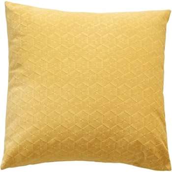 Vika Geometric Velvet Cushion, Yellow (45 x 45cm)