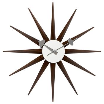 Vitra Sunburst Wall Clock - Walnut (Diameter 47cm)