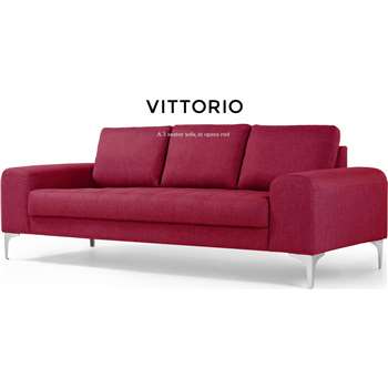 Vittorio 3 Seater Sofa, Opera Red (81 x 217cm)