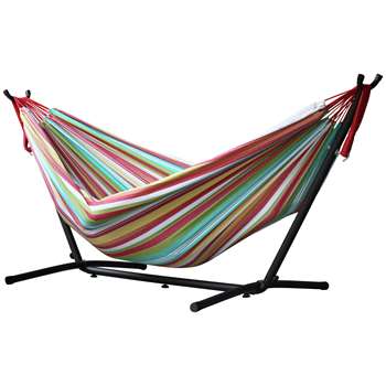 Vivere Double Cotton Hammock with Stand - Salsa (H105 x W250 x D110cm)