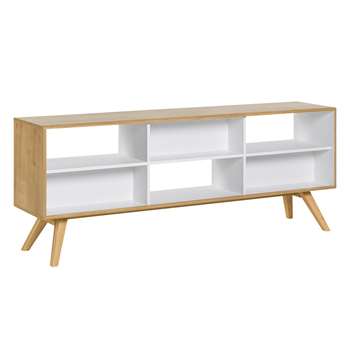 Vox Nature Two Sided Low Shelving Unit in White & Oak Effect (H72 x W179.5 x D40cm)