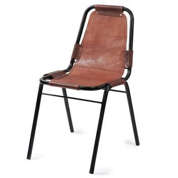 WAGRAM Leather and metal industrial chair in brown (90 x 45cm)