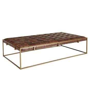 Wallace Coffee Table/Ottoman - Aged Hazelnut Leather (H41 x W160 x D90cm)