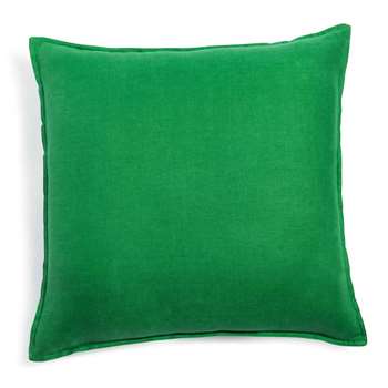 Washed linen cushion, green (50 x 50cm)