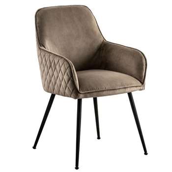 Watson Carver Chair Taupe with Black Legs (H86 x W57 x D60cm)
