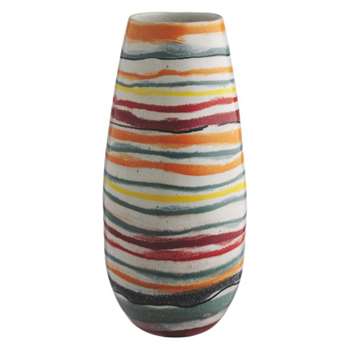 Wave Multi-coloured striped ceramic vase