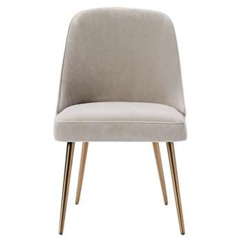 west elm Mid-Century Velvet Dining Chair, Dove Grey (H83.5 x W52 x D62cm)