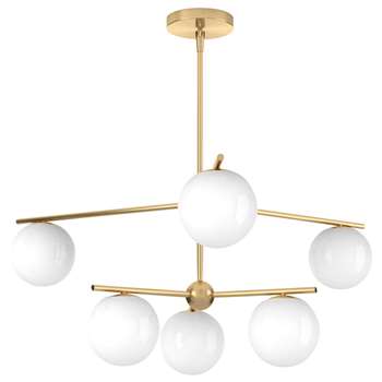 west elm Sphere + Stem Ceiling Light, Brass (H38 x W86 x D86cm)