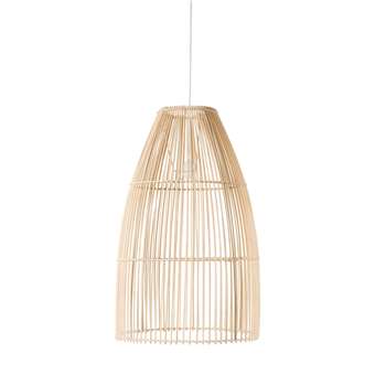 HANOÏ White Metal and Woven Rattan Pendant (79 x 50cm)
