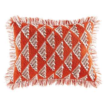 ZAIDA Red Woven Cotton Cushion with Graphic Motifs (35 x 50cm)