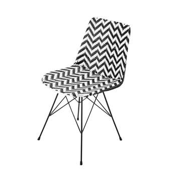 Zigzag Wicker and metal chair in black / white (81 x 47cm)